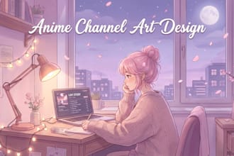 design anime aesthetic youtube channel art and banner