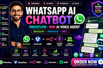 whatsapp ai chatbot voiceflow chatbot n8n ai voice agent whatsapp manychat, wati