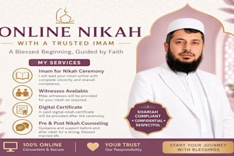 be your online imam for your online nikah, islamic marriage with witnesses
