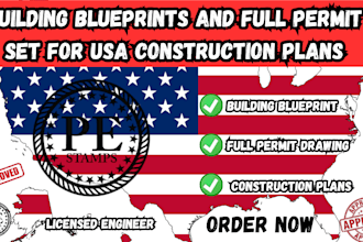 create building blueprint and full permit set for USA construction plans