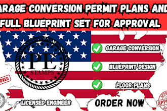 design garage conversion permit and full blueprint set for approval
