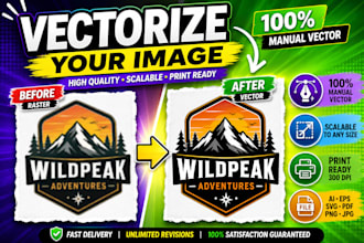 manually vectorize, redraw, and convert your logo or image to vector