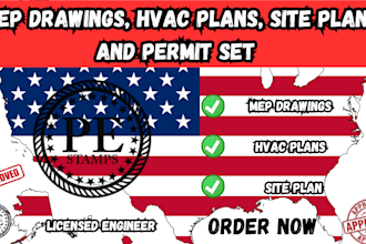 create mep drawings, hvac plans, site plan and permit set USA
