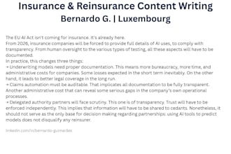 write expert linkedin content for insurance and insurtech brands