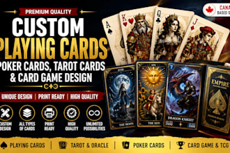 design custom playing cards, poker cards, oracle tarot cards and card game decks