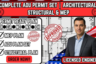 fully stamped adu permit plan,structural plan,hvac plan,plumbing plan,site plan