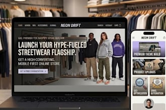 design a custom y2k shopify clothing store or streetwear website