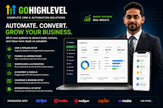 build gohighlevel CRM funnels and ai automation workflows