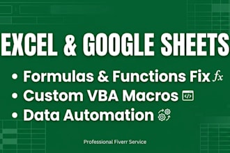 write custom vba macros, fix excel formulas or google apps script