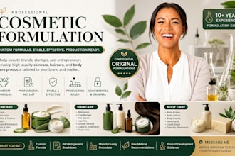 develop formulas for cosmetic formulation, skincare, hair care, organic product