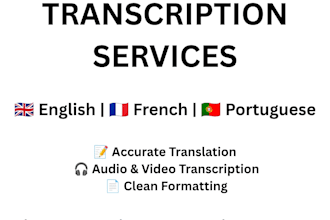 translate and transcribe english, french, and portuguese