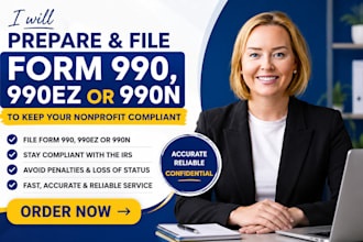 prepare and file form 990, 990ez or 990n to keep your nonprofit compliant