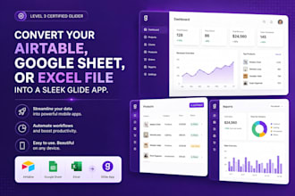 create professional glide webapp with airtable, excel, google sheet integration