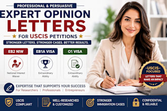 draft expert opinion letters for researchers, professionals and entrepreneurs