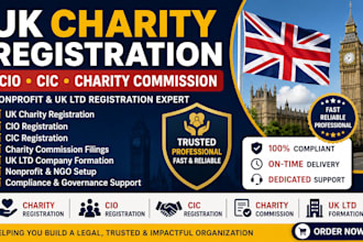 do UK charity registration cio, 501c3 nonprofit, charity commission, uk ltd, cic