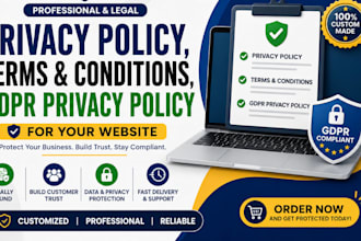 write privacy policy, terms and conditions, gdpr privacy policy for website