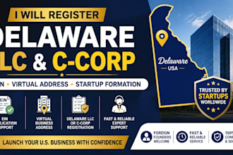 register delaware llc or c corp with ein and virtual address