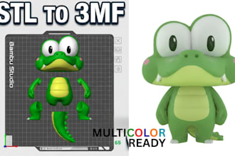 add color to 3d model convert stl to 3mf split part for multicolor 3d printing
