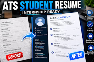 design an ats student resume for internships