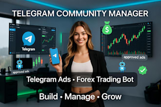 build crypto telegram bot, be telegram community manager, telegram ads approved