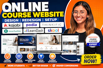 online course kajabi website kajabi landing page thinkific lms website redesign