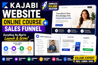 build a kajabi website, sales funnel and online course