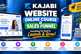 build a kajabi website, online course and sales funnel