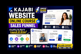 build a kajabi website, online course and sales funnel