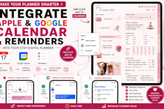 integrate apple and google calendar and reminders into your etsy digital planner
