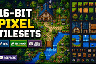 do pixel art tilesets for your game and 16bit retro pixel art using aseprite
