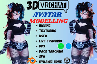 create a custom vrchat avatar, vrc character, 3d VR model, and avatar commission