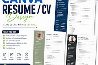 design a professional canva resume, CV and cover letter