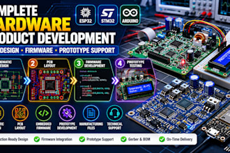 develop complete hardware product with pcb firmware and prototype support