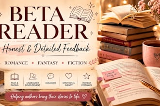 beta read your romance, fantasy, or fiction manuscript
