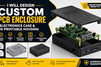 design a custom pcb enclosure, electronics case, 3d cad and 3d printable housing