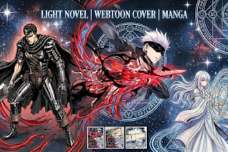 design anime light novel, manga, webnovel and webtoon cover art