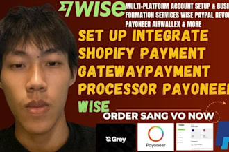 setup ltd company open wise account, paypal, revolut payoneer bank accounts