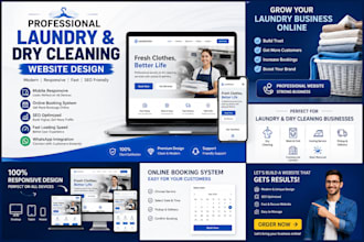 create a modern laundry and dry cleaning website design