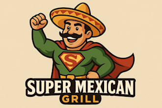 design super mexican grill mascot logo with satisfaction guarantee