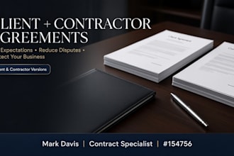 write your client service and independent contractor agreements