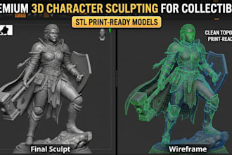 do 3d character model sculpt design for printing