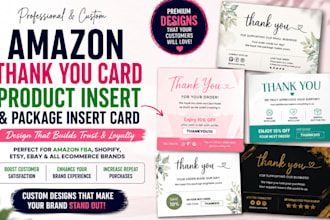 design amazon thank you card product insert and package insert card