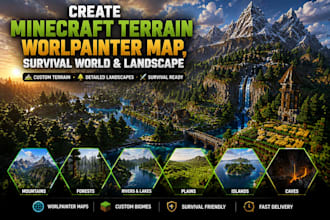 create minecraft terrain, worldpainter map, survival world and landscape