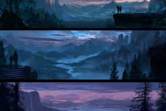 create cinematic environment concept art for your game or project