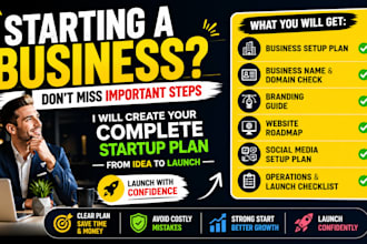 create a complete startup business setup plan and launch checklist