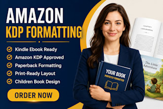 do amazon KDP book formatting, kindle ebook and children book layout design