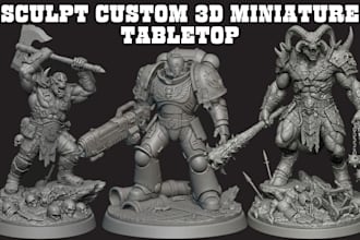 sculpt 3d warhammer miniature action figure tabletopdiorama  stl for 3d printing