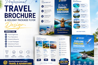 design travel agency brochure and holiday package flyer