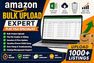 bulk upload amazon listings, create flat files, and manage inventory updates