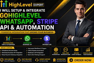 setup gohighlevel whatsapp stripe API and automation integration